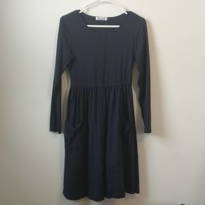 Long Sleeve Navy Dress (With Pockets!)